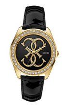 uGuess GUESS U0208L2 Dazzling Iconic Logo Black & Gold-Tone 