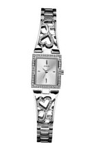 uGuess GUESS U85041L1 Lacey Heart Self-Adjustable Silver-Tone Bracelet 