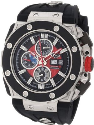 GV2 by Gevril 8800 Corsaro Round Automatic-Chronograph Day-Date Sapphire Crystal Red Dial Rubber Water-Resistant