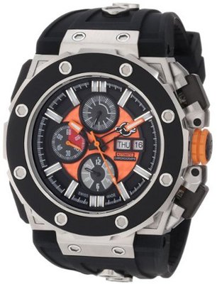 GV2 by Gevril 8801 Corsaro Round Automatic-Chronograph Day-Date Sapphire Crystal Orange Dial Rubber Water-Resistant