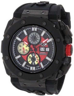 GV2 by Gevril 8805 Corsaro Round Automatic-Chronograph Day-Date Sapphire Crystal Red Dial Rubber Water-Resistant