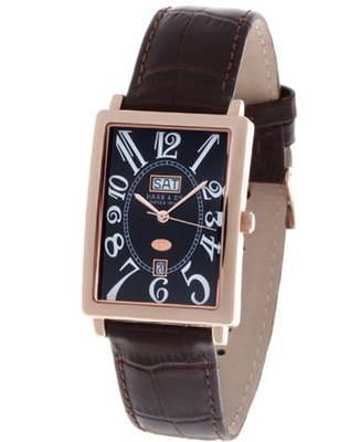 Haas & Cie Quartz with Black Dial Analogue Display and Brown Leat...