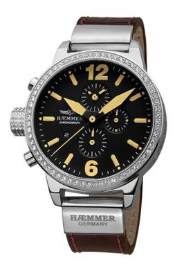 Haemmer DHC-05 Secrets Crystal Bezel Brown Leather Chronograph