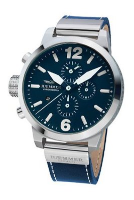 Haemmer HC-38 Marino Medium Blue Chronograph Stainless Steel Leather Date