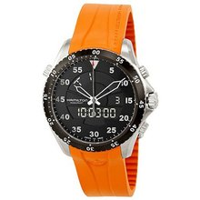 Hamilton Khaki Flight Timer Dual Display Chronograph Black Dial Orange Rubber H64554431