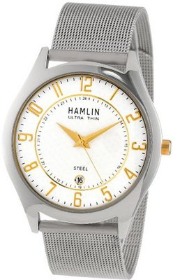 Hamlin HAMM0313:002/04E92GG Ultra Thin White Carbon Fiber Dial Gold Accents Mesh Band