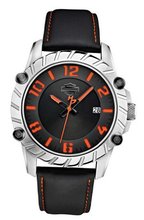 Harley-Davidson Bulova Black & Orange Leather Wrist 76B167
