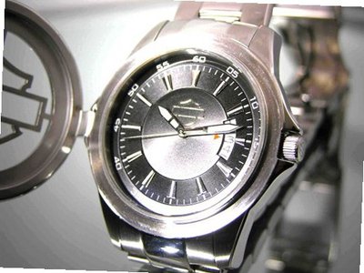 Harley-Davidson Bulova . Black patterned dial. Luminous with hinged cover. 76B143