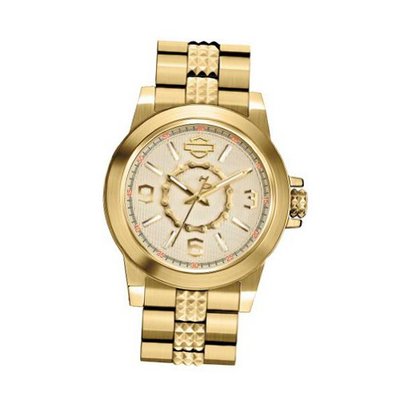 Harley-Davidson Bulova Gold Tone Chain Wrist 77L103