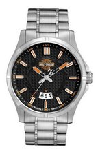 Harley-Davidson® Bulova® Stainless Steel Bracelet Date . Luminous Hands, Sweep Second Hand. 76B162