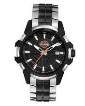 Harley-Davidson® Spider Collection . Stainless-Steel Bracelet. Patterned Dial. Luminous Hands. 78B124