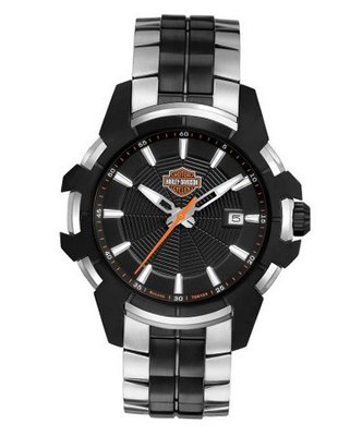 Harley-Davidson® Spider Collection . Stainless-Steel Bracelet. Patterned Dial. Luminous Hands. 78B124