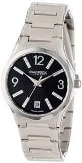 Haurex Italy 2A389DN1 Iris Round Stainless Steel Black Sunray Dial Swarovski Date