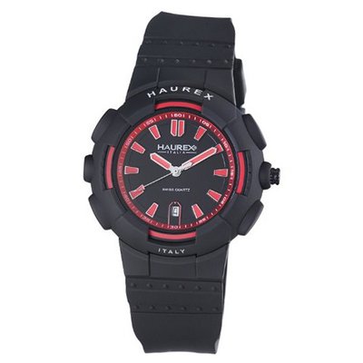 Haurex Italy 2P504URN Tremor Black Plastic Case Rubber Strap Date