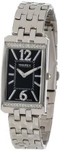 Haurex Italy 2S391DN1 Primula Stainless Steel Rectangular Black Dial Swarovski