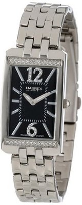 Haurex Italy 2S391DN1 Primula Stainless Steel Rectangular Black Dial Swarovski
