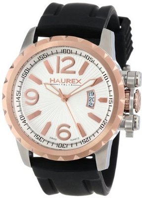 Haurex Italy 3A502USN Aeron Stainless Steel Black Rubber Luminous Date