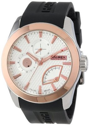 Haurex Italy 3R501USN "Magister" Gold-Ion Plated Stainless Steel and Black Silicone Retrograde