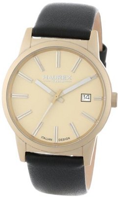Haurex Italy 6K378UCC Compact Gold Tone Aluminum Case Beige Dial Date