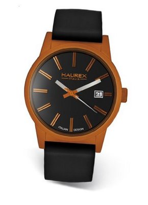 Haurex Italy 6K378UON Compact Orange Aluminum Case Black Dial Date