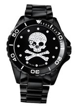 Haurex Italy 7K374DNS Ink Black Aluminum Crystal Skull Bracelet