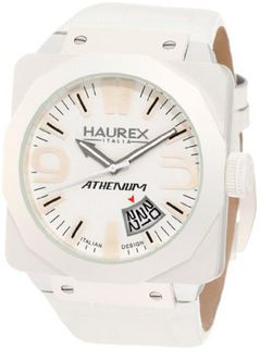 Haurex Italy 8W372UWW Athenum Silver and White PVD Square Aluminum Leather