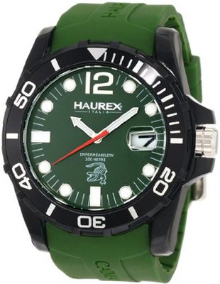 Haurex Italy N1354UVV Caimano Date Green Dial Rubber Sport