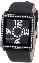 Haurex Italy NF369DNW Diverso PC Square Black Dial Crystal Bezel Leather