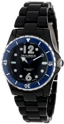 Haurex Italy PN379DN2 Beauty Round Black Dial Rotating Bezel Crystal