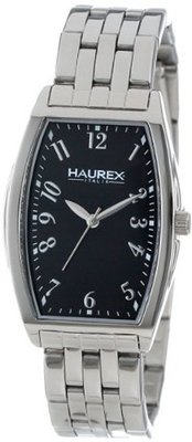 Haurex Italy XA386DNN Ninfea Stainless Steel Tonneau Black Dial Bracelet
