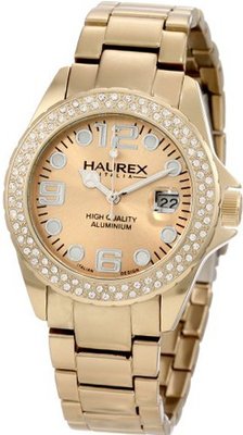 Haurex Italy XK374DCC Ink Stones Gold Tone Aluminum Crystal Date