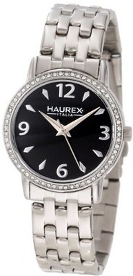 Haurex Italy XS385DNN Giglio Round Stainless Steel Crystal Black Dial