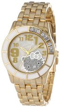 Hello Kitty H3WL1036WT Enamel Bezel Metal Bracelet Faux Mother-Of-Pearl Dial