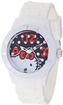 Hello Kitty H3WL1045WT White Plastic Case and Bracelet Bold Polka Dot Dial