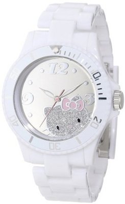Hello Kitty H3WL1047WT Plastic Case Link Bracelet Sport Bezel Mirror Dial