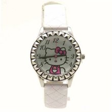 Sanrio Hello Kitty Hkaq2800 Silver Tone White & Pink Leather