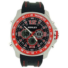 Henley Gents Ana-Dig Chronograph Backlight Black Silicone Strap HDG016.10