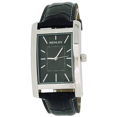 Henley Gents Analogue Textured Black Dial Black Croc Effect Strap H01011