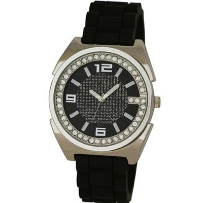 Henley Gents Black & Silver Crystal Sports Strap