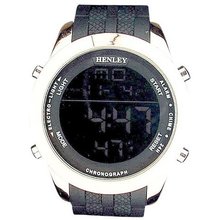 Henley Gents Digital Backlight Calendar Black Silicone Strap HDG017.14