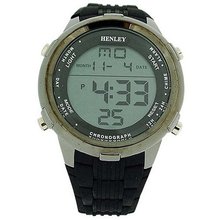 Henley Gents Digital Chronograph Backlight Black Rubber Strap HDG013.3