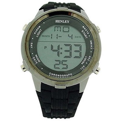 Henley Gents Digital Chronograph Backlight Black Rubber Strap HDG013.3