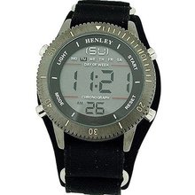 Henley Gents Digital Chronograph Backlight Black Strap Sports HDG012.3