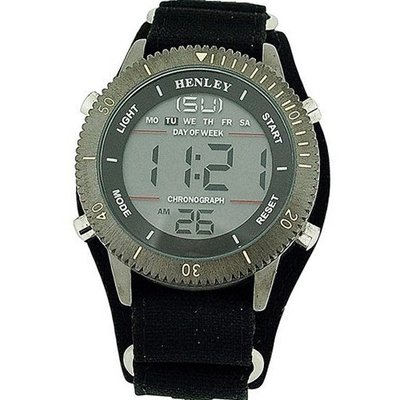 Henley Gents Digital Chronograph Backlight Black Strap Sports HDG012.3