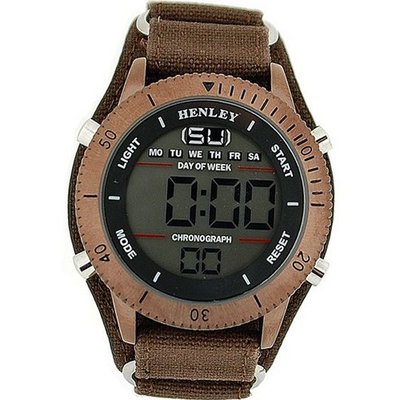 Henley Gents Digital Chronograph Backlight Brown Strap Sports HDG012.4