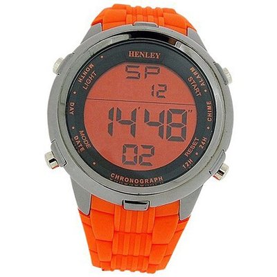 Henley Gents Digital Chronograph Backlight Orange Rubber Strap HDG013.8