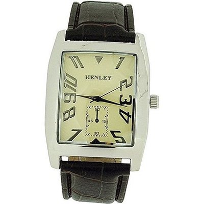 Henley Gents Elegant Cream Dial Brown Croc Effect Strap H01003.5N