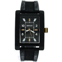uHenley Gents Henley Analogue Rectangular Black Dial Black Rubber Strap H02063.9 