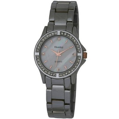 Henley Diamante Encrusted Fashion Quartz with Mother of Pearl Dial Analogue Display and Silver Stainless Steel Plated Bracelet H07186.2