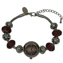 Henley Ladies Integrated with Interchangeable Beads and Crystals Quartz with Purple Dial Analogue Display and Silver Stainless Steel Plated Bracelet H07188.7